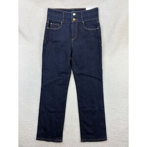 Ann Taylor The Straight Crop Jeans Women's 2 High Rise‎ Dark Wash Denim Stretch